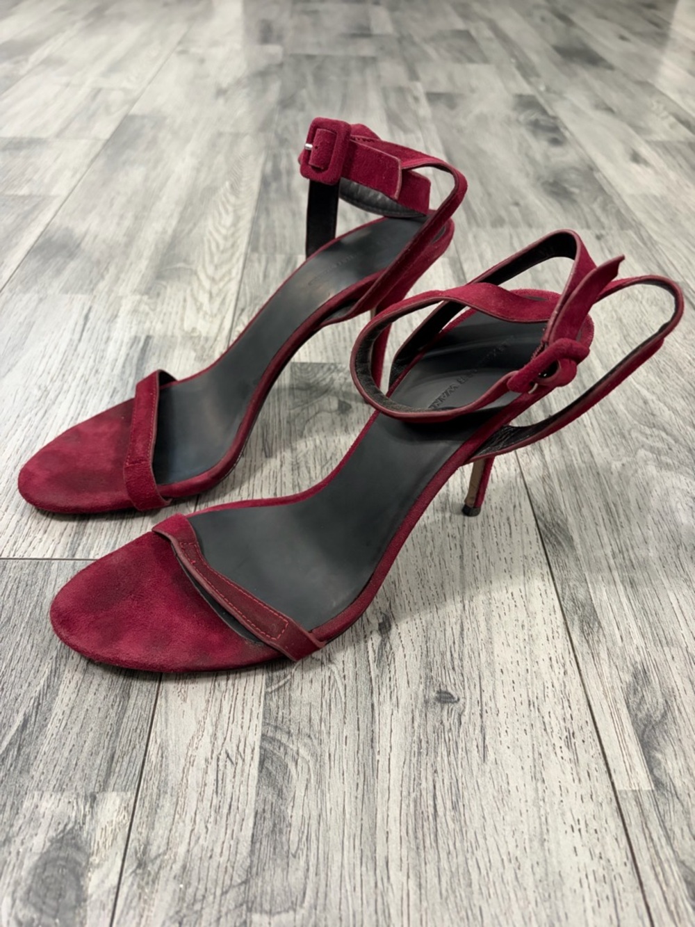 Alexander Wang Antonia Burgundy Suede Strappy Stiletto Sandals